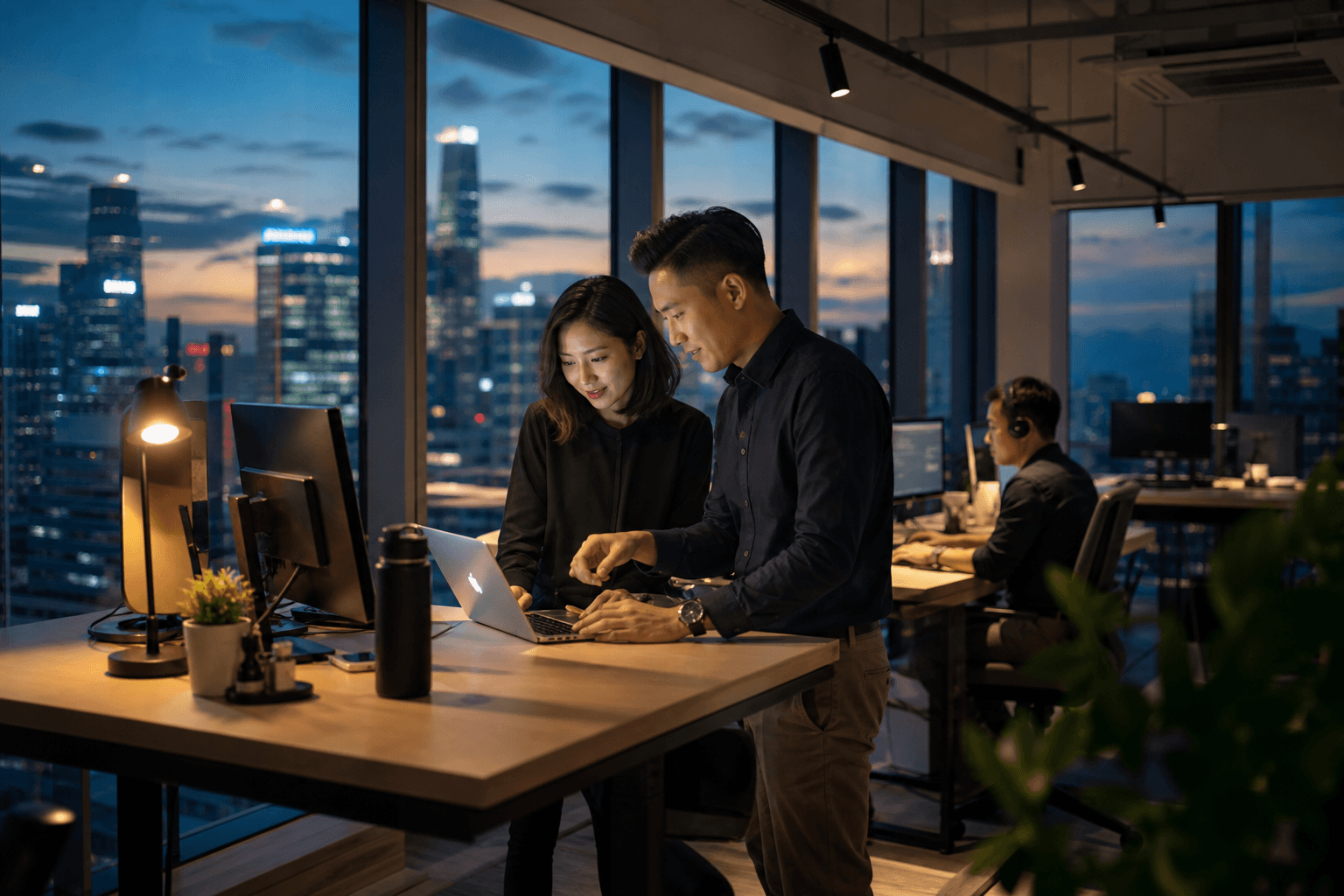 Fast-paced professional team in a modern Hong Kong office environment