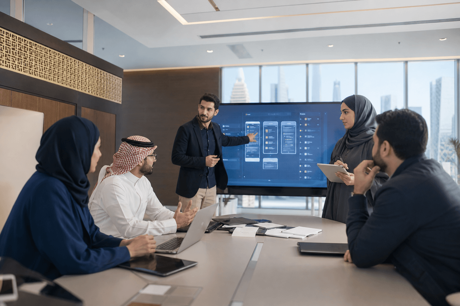 Professional team planning a digital project for the Saudi market